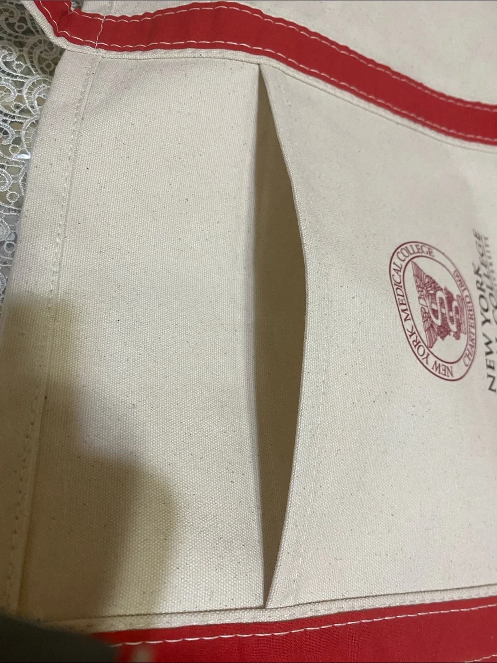 Canvas Tote Bag in Cream and Red unisex open to Offers New